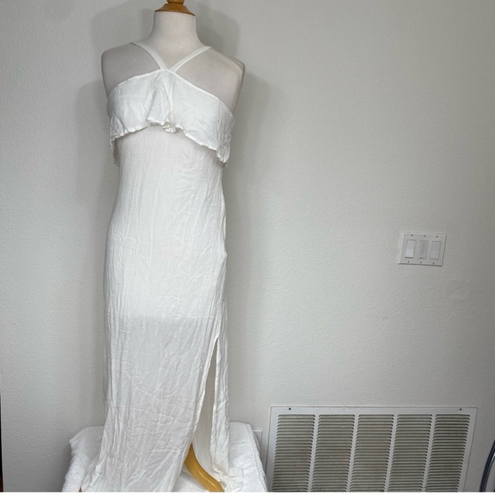 Pins & Needles White Gauzy Rayon Strappy Maxi Dress Size Medium Coastal Boho